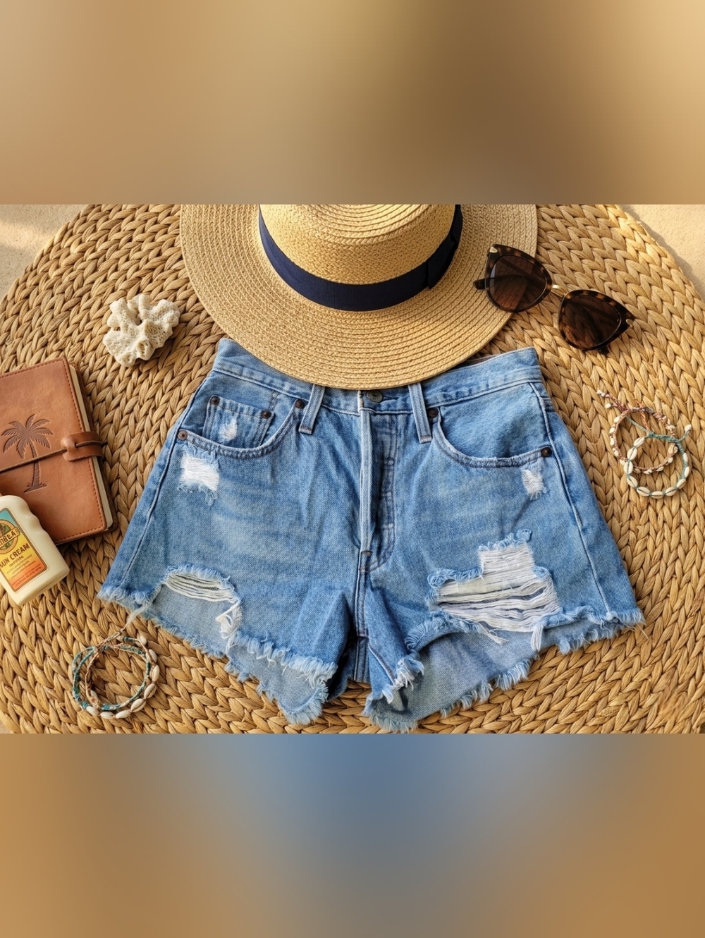 Levi's 501 XX High- Rise Distressed Denim Shorts Sz W25